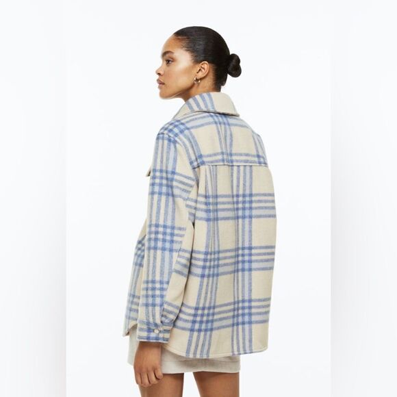 H&M Plaid Jacket Shacket New - Picture 7 of 8